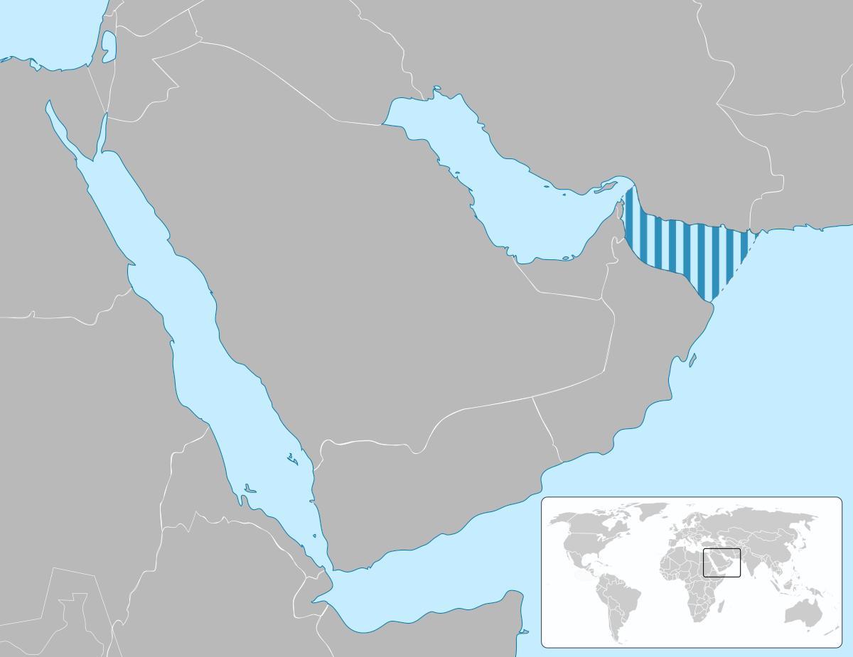 ओमान की खाड़ी के नक्शे पर