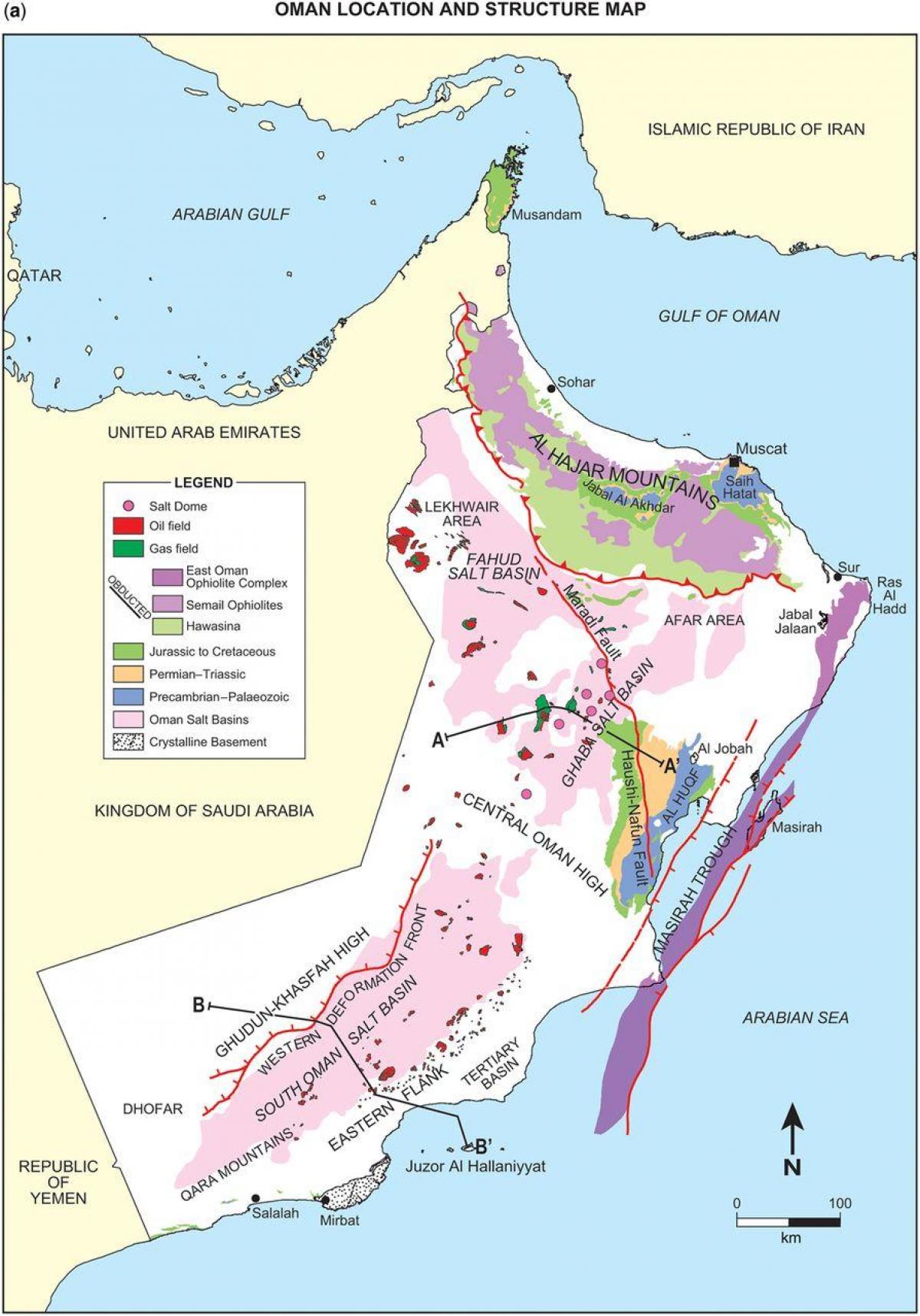 नक्शा ओमान के भूविज्ञान